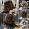 Retro Leopard Print Fisherman's Hat Leopard Print Autumn Winter Warm Hat  for Daily Wear