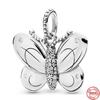 Butterfly Charm Bead Fit Bracelet 925 Sterling Silver DIY Women's Jewelry