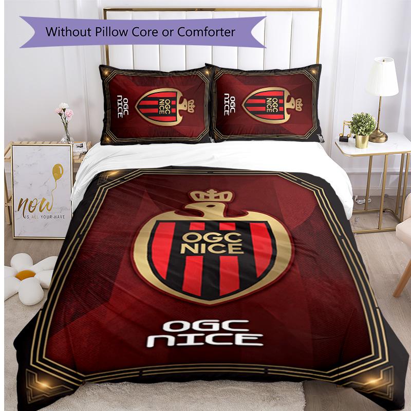 OGC Nice FC Printed 3PCS Bedding Set Breathable Duvet Cover with Pillowcases Decorative Bed Linen for Bedroom Home