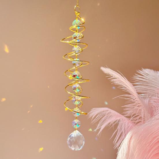 Подвеска из искусственного хрустального шара со спиральным хвостом, декоративная подвеска, ветряная вертушка, создатель радуги, двойная спираль