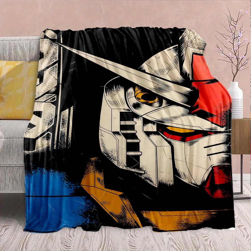 Gundam Anime Flannel Blanket - Soft Warm Perfect for Sofa, Bedding Camping Travel Office Home Decor -QJY