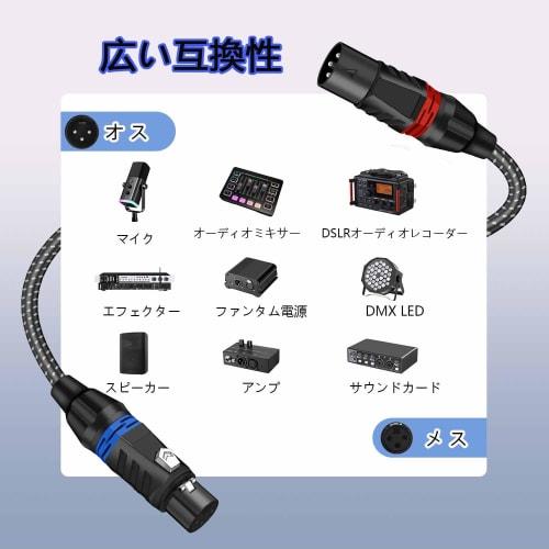 2m XLR Microphone Cable, Canon Cable, Microphone Extension, 3-Pin XLR Male to Female, XLR Balanced Connection, for Professional Recording, Compatible