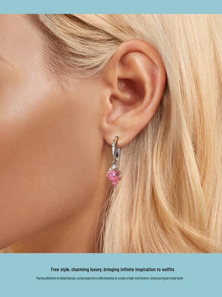 Серьги-пусеты Avle Pink Skull & Heart Love, Стерлинговое серебро S925, Женские украшения
