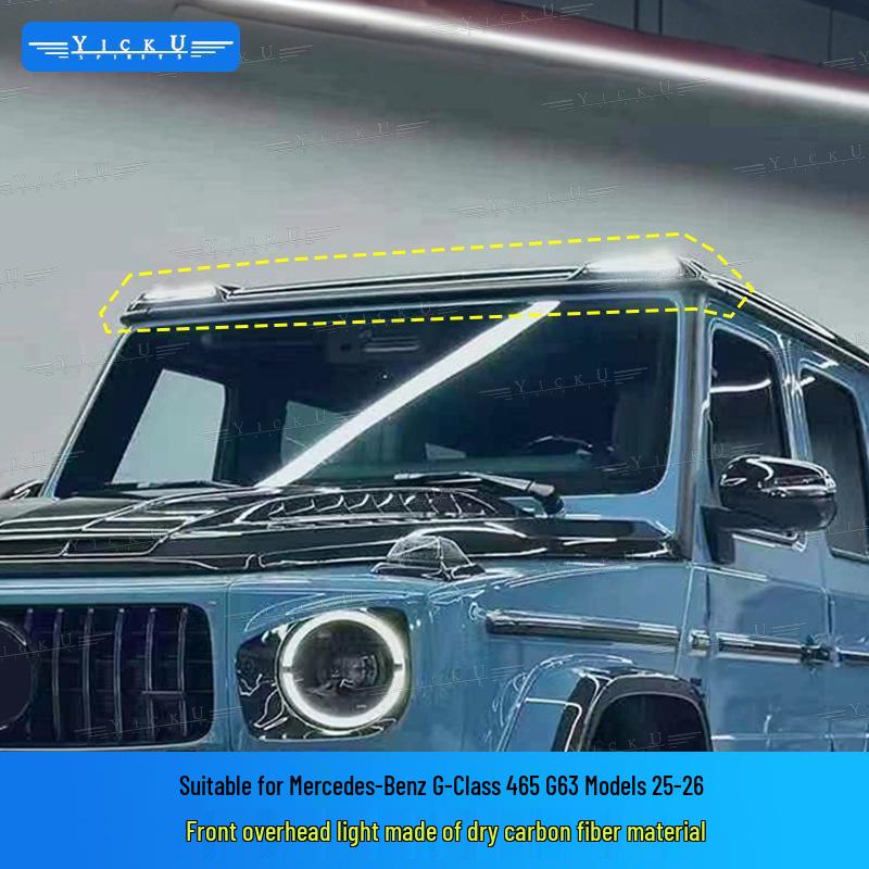 Совместимый карбоновый боди-кит для Mercedes G-Class 465: Передний сплиттер, Задний диффузор, Капот, Крыло, Заднее антикрыло, Крышевой фонарь.