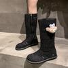 French Hollow Long and Short Boots Children's 2025 Spring and Summer New Fashion Thin Breathable Flat Bottom Women's Martin Boots