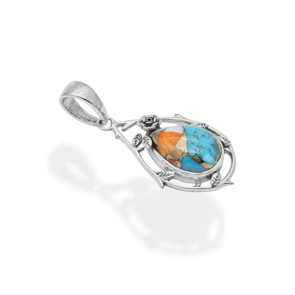 Natural Oyster Turquoise Pendant, 925 Sterling Silver Jewelry, teardrop Pendant, Gift for her, Birthday gift