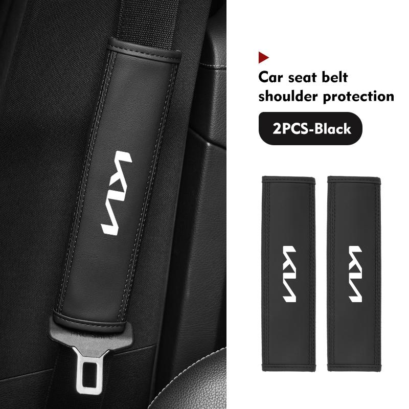 MYMX8 Leather Car Seat Belt Shoulder Protector Seat Belt Cover For KIA Spectra Sedona Cadenza Proceed Sephia Stonic Carens