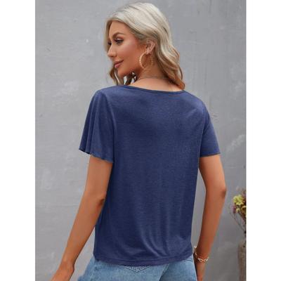 Летняя женская футболка, однотонный топ с короткими рукавами и рюшами