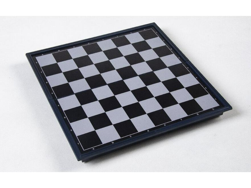 Magnetic Folding International Checkers & Chessboard: 100 Squares, Black & White, 64-Piece Set.