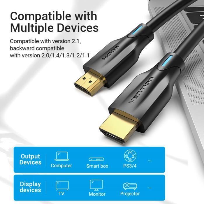 Câble HDMI 2.1 - VENTION - 3m - 48Gbps - Dolby Vision - 8K @ 60Hz