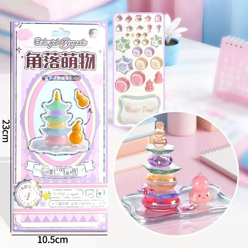 3D Relief Stickers Crystal Embossed Stickers Fun DIY Stackable Decorative Sticker 3D Puffy Stickers Mini Desktop Ornament Kit