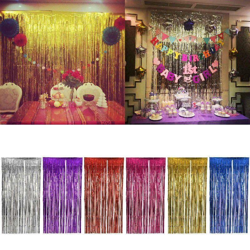 Яркие Металлические Занавесы для Вечеринки для Украшения Дня Рождения и Свадьбы