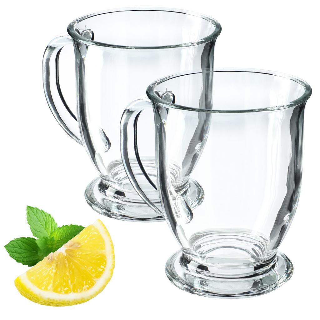 KADAX Glasses for Tea Coffee 460ml Mugs with Handle Set of Glasses 2 Pcs