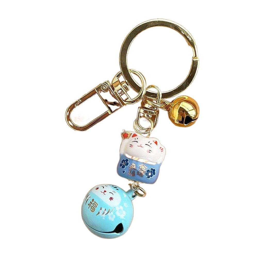 Bell Pendant Maneki Neko Key Chain Zinc Zinc Alloy Lucky Cat Pendant Cute Cartoon Key Charm Women
