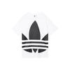 adidas Оригинальная винтажная футболка с большим логотипом Trefoil для женщин, топ, черный, белый GJ1009