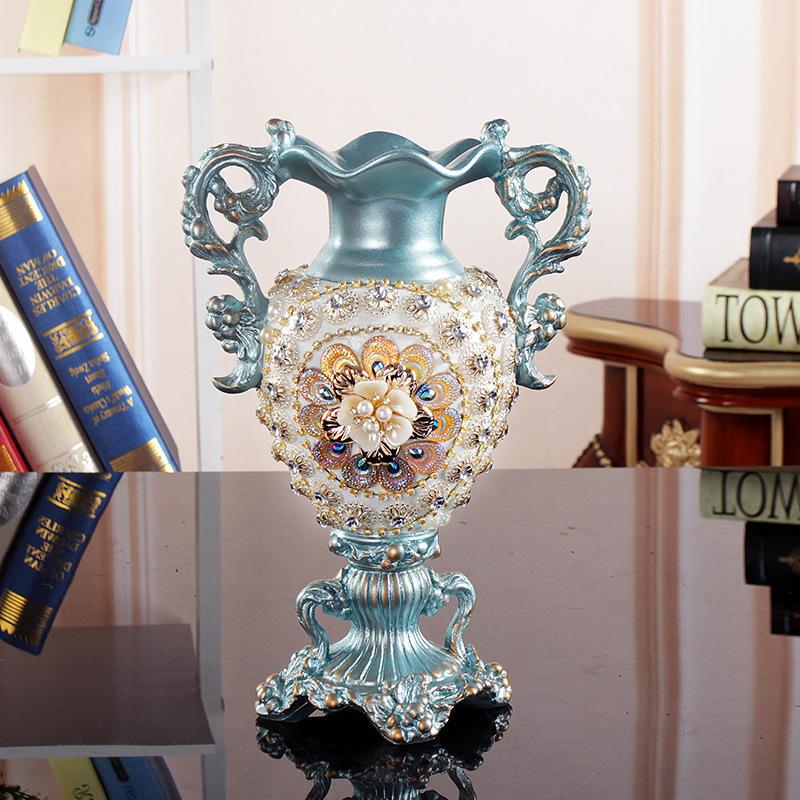 Европейский роскошный алмазный смоляной ваза украшение цветочная композиция для дома журнальный столик мебель украшение для телевизора тумба офисные поделки