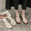 Slippers Women's Summer 2025 New Rhinestone Round Head Sandals Toe Sandals Thick Heel Half Drag Sexy High Heels Women