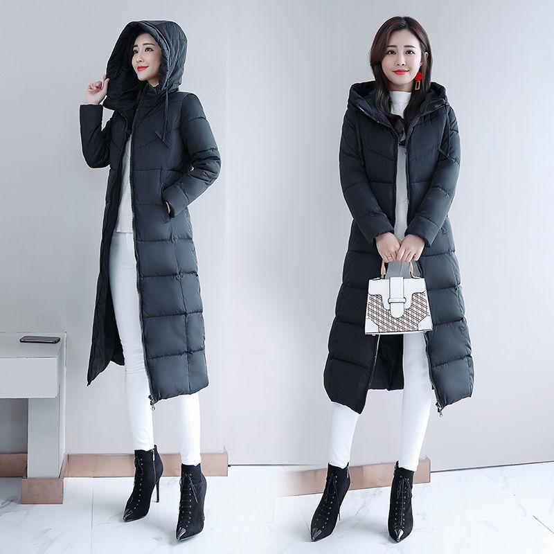 Women Parka Coat Autumn Winter Thicken Warm Hooded Coat Ladies Slimming Lengthen Padded Jacket with Pocket Outerwear