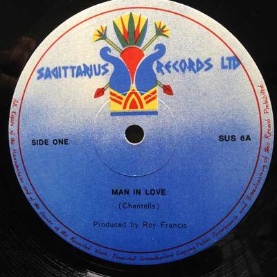 12-дюймовая пластинка CHANTELLS - Man In Love / Natty Supper SUS6A Sagittarius Rec 1979 UK Регги, Ска и Даб Б/У