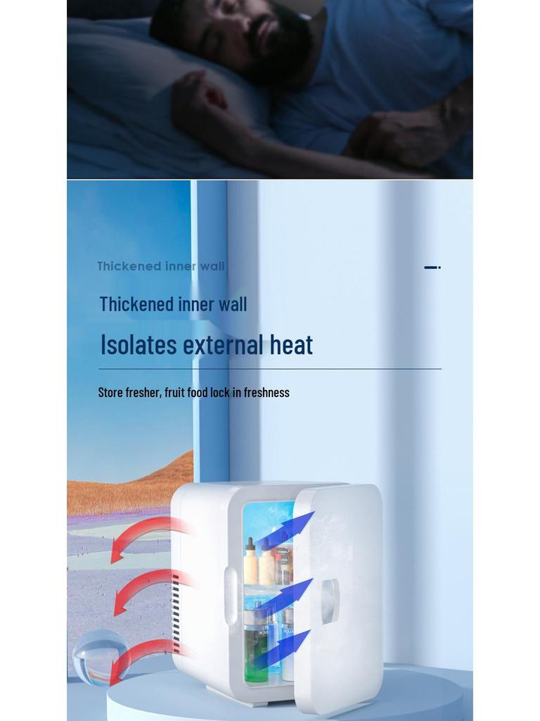 Компактный мини-холодильник двойного назначения: Портативный ретро-дизайн для дома, автомобиля и общежития с функцией охлаждения и изоляции.