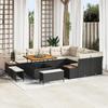 vidaXL 12-Piece Garden Sofa Set with Cushions Black Poly Rattan Acacia 3364895