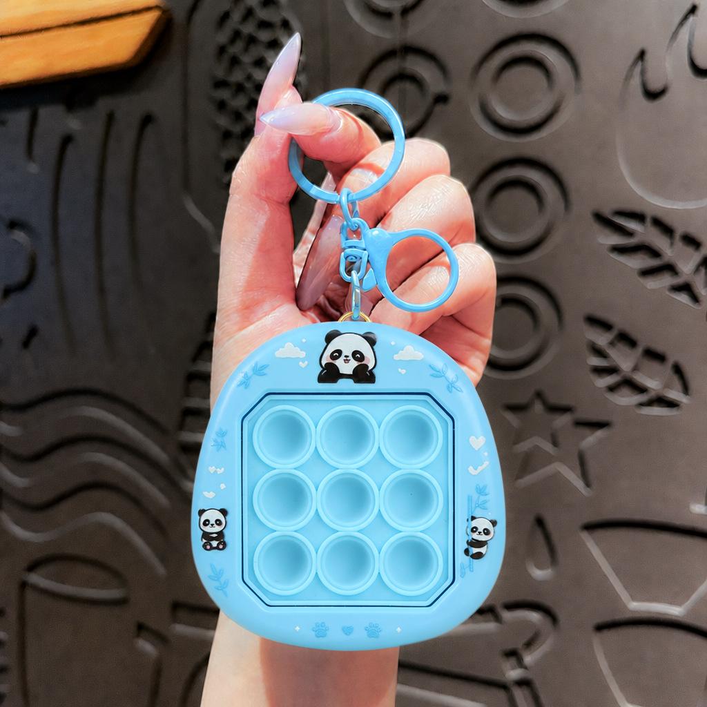 New cartoon panda reset pinch music keychain cute cartoon decompression toy student schoolbag pendant gift3 pcs MOQ, mix styles