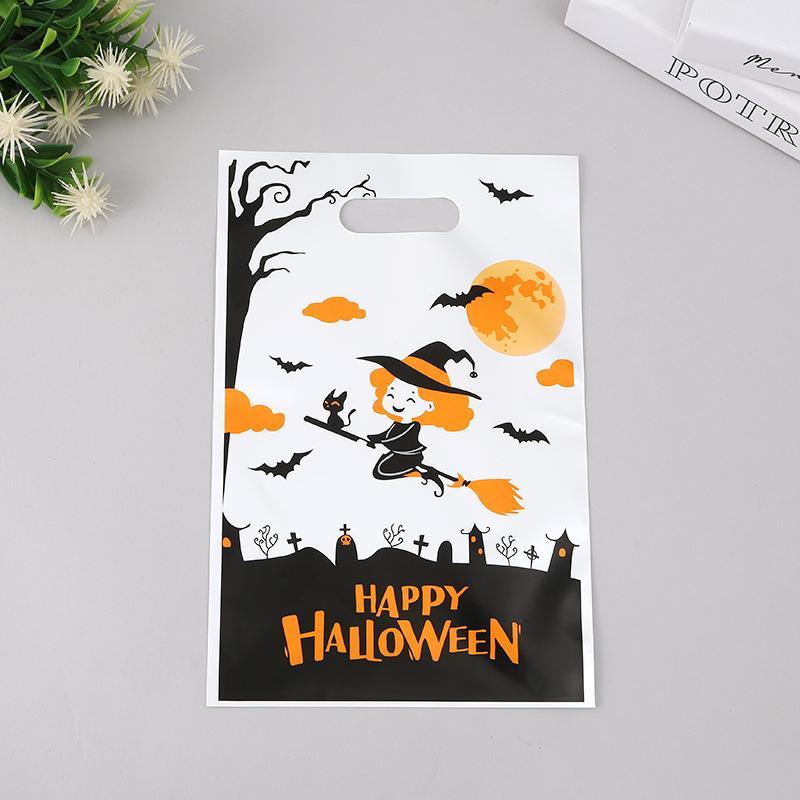 10/120Pcs Halloween Trick Or Treat Goody Bags Cute Cartoon Prints Portable Handles For Kids Halloween Party Favors