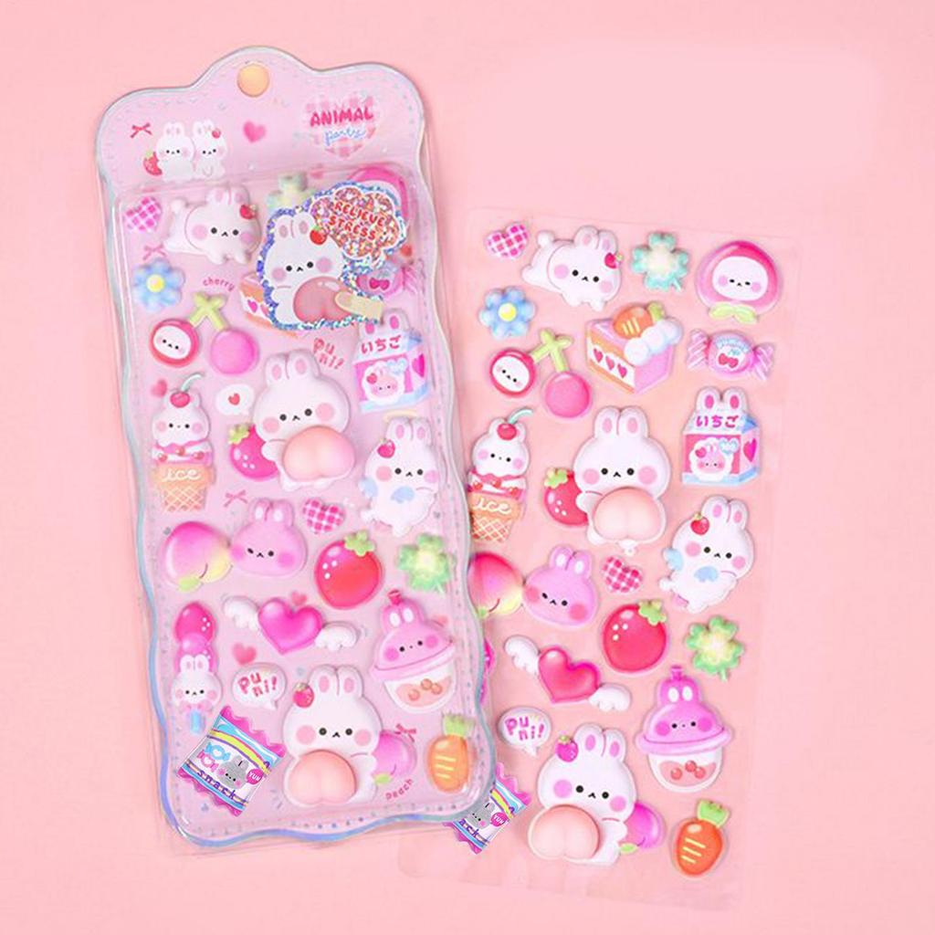 Cartoon 3D Stickers Self-Adhesive Cute Animal Decals 3D Stickers for Toddler Kids for Notebook Scrapbooking Planners Journals