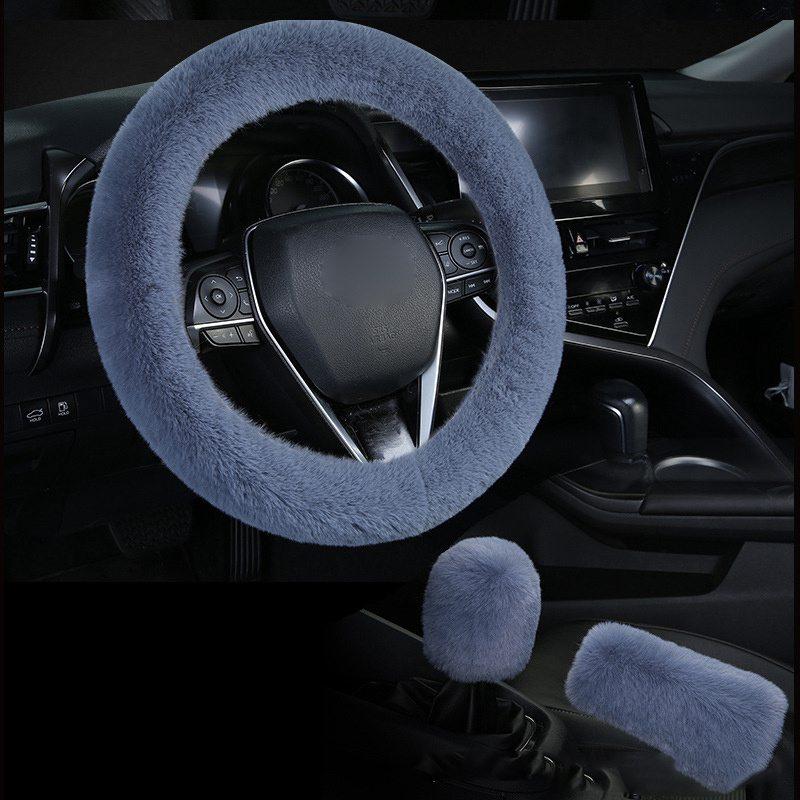 Чехол плюшевый аксессуар на рулевое управление розовый пушистый автомобильный зимний пушистый чехол на колесо