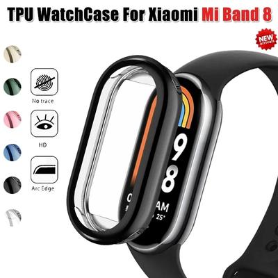 Мягкий защитный чехол из ТПУ для Xiaomi Mi Band 8, чехол, защитная пленка для экрана, чехол с бампером, браслет Mi Band, умные часы