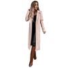 Women Winter Coat with Belt Formal Business Style Turn-down Collar Calf Length Overcoat OL Commuting Jacket Solid Color Thick Outerwear