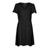 Short-sleeved Black V-neck Dress Woman