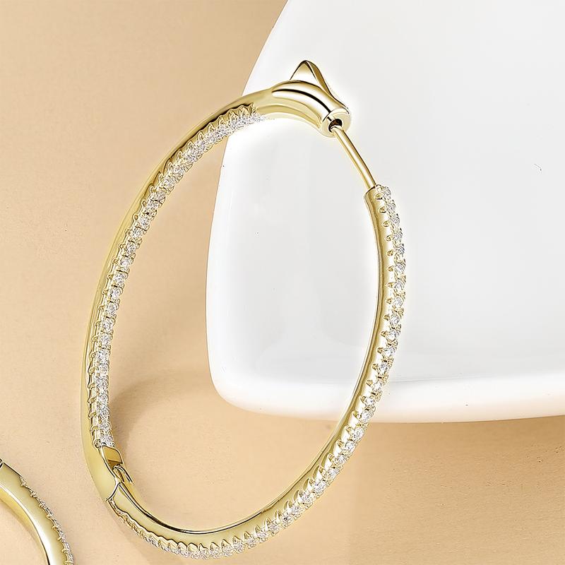 925 Sterling Silver Moissanite Big Hoop Earrings Men's and Women's Couple Models Fashion Trend Design Sense High-End Jewelry