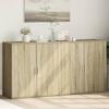 VidaXL Buffets 2 Pcs Sonoma Oak 79x38x80 Cm Engineered Wood, Storage Cabinet, Entryway Furniture, Accent Furniture 3276604