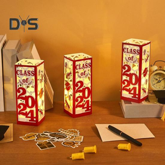 6 шт. освещенных выпускных центральных украшений для выпускного класса 2025 года, фонарики, украшения для выпускного со светодиодной подсветкой для выпускного вечера в колледже и средней школе