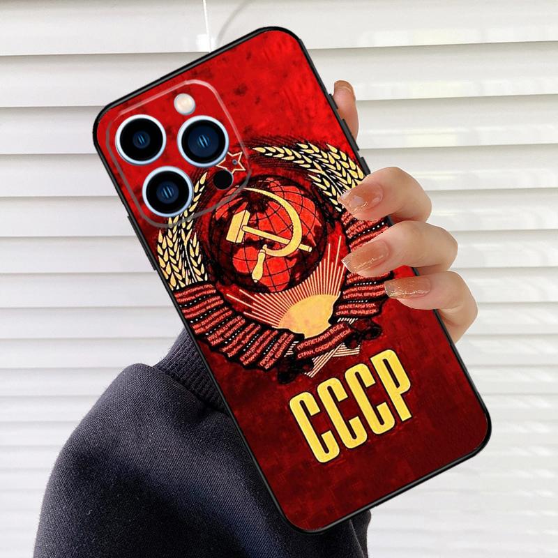 Soviet Union USSR Flag Case For iPhone 16 15 13 14 Pro Max 12 Mini 11 14 Pro Max X XS XR Plus Soft Cover Coque