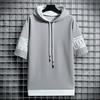 Summer Men's Casual All-match Hooded Pullover Quick-drying Running Sports Men's Printed Short-sleeved Top