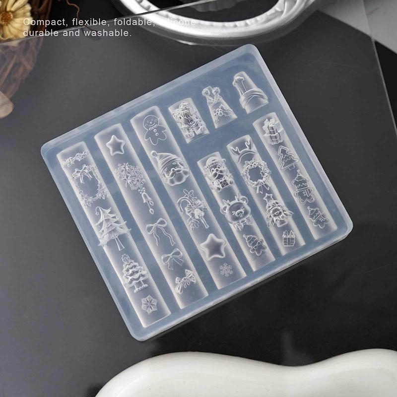 Рождественский снеговик, рождественская елка, 3D форма для ногтей, снежинки, снеговики, украшения для ногтей, DIY дизайн, силиконовая форма для маникюра, нейл-арт