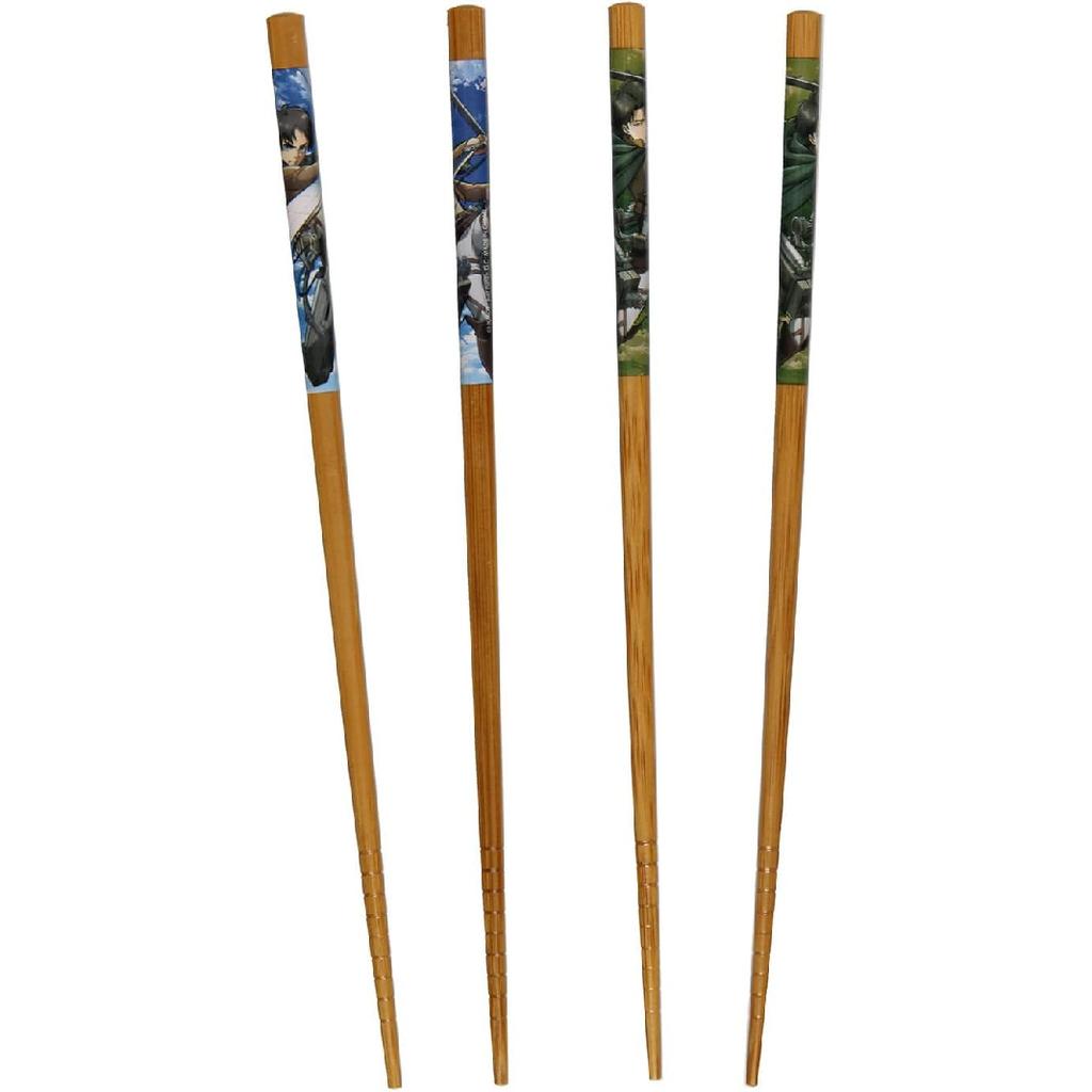 Attack On Titans Bamboo 2 Pairs Collectible Anime Chopsticks 8.85 Inches Long Gift Set