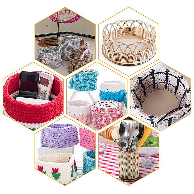 1PC DIY Blank Basket Base Crochet Wooden Unfinished Round Cross Stitch Crafts Basket Bottom Carved