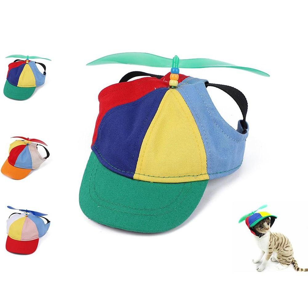 Detachable Pet Propeller Hat Sunproof Dogs Helicopter Top Hat Colorful Dog Baseball Cap Outdoor