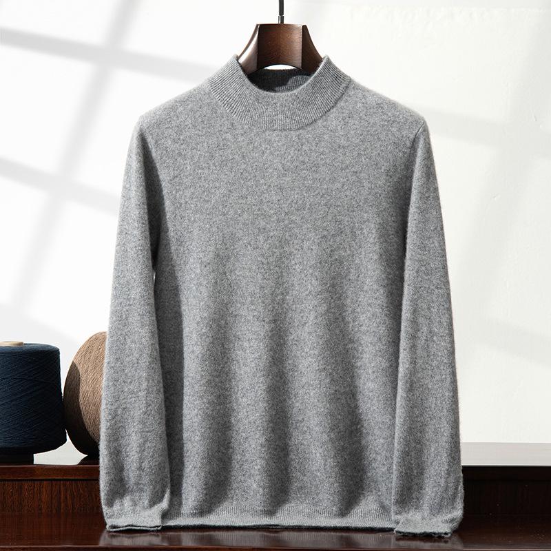 2025 Autumn/Winter Luxury Business Casual Men's Lightweight Warm Solid Half-High Collar Sweater
