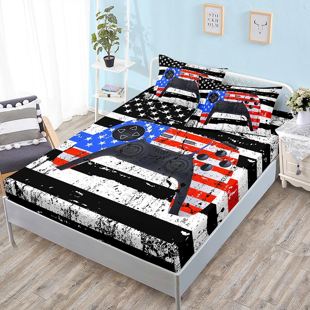 E-Sports Gamepad Kit, Bed Hat Three-Piece Set, Bed Cover, Pillowcase, Mattress Protective Cover.