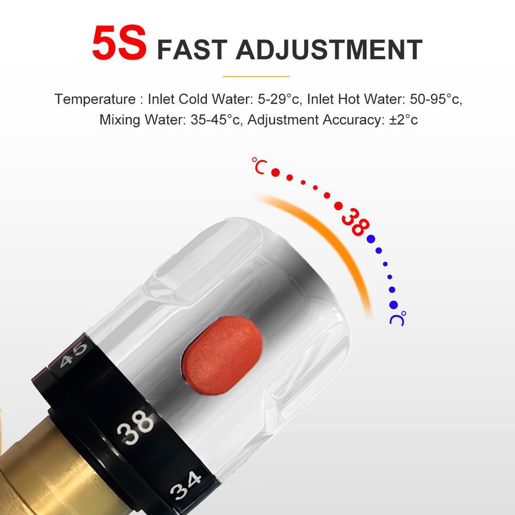 New Bathroom Shower Faucet Brass Thermostatic Mixer Valve Static Pipe Thermostat Faucets Water Temperature Control Bidet Shower