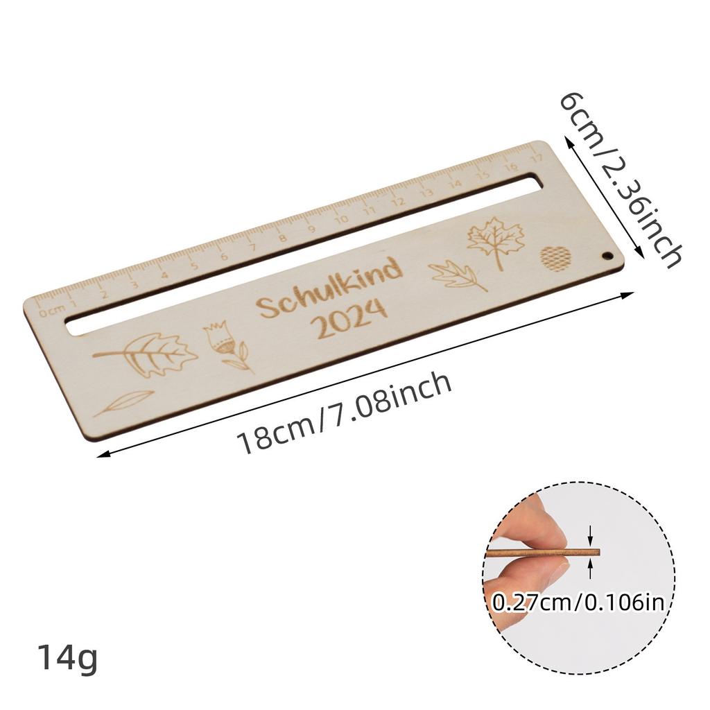 1 Piece Cute Cartoon Wood Straight Ruler Kawaii Tools Stationery Cartoon Drawing Christmas Gift Office School Measuring