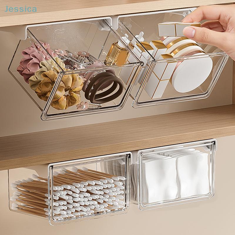 Under-Shelf Hanging Storage Bins Clear Plastic Organizers For Bathroom Kitchen Closet
