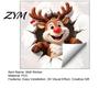 Waterproof PVC Wall Art Christmas Reindeer Decal, 3D Hole Illusion Red Nose Rudolph Sticker, Cute Mural Peel And Stick Decor for Kids Room Window DIY