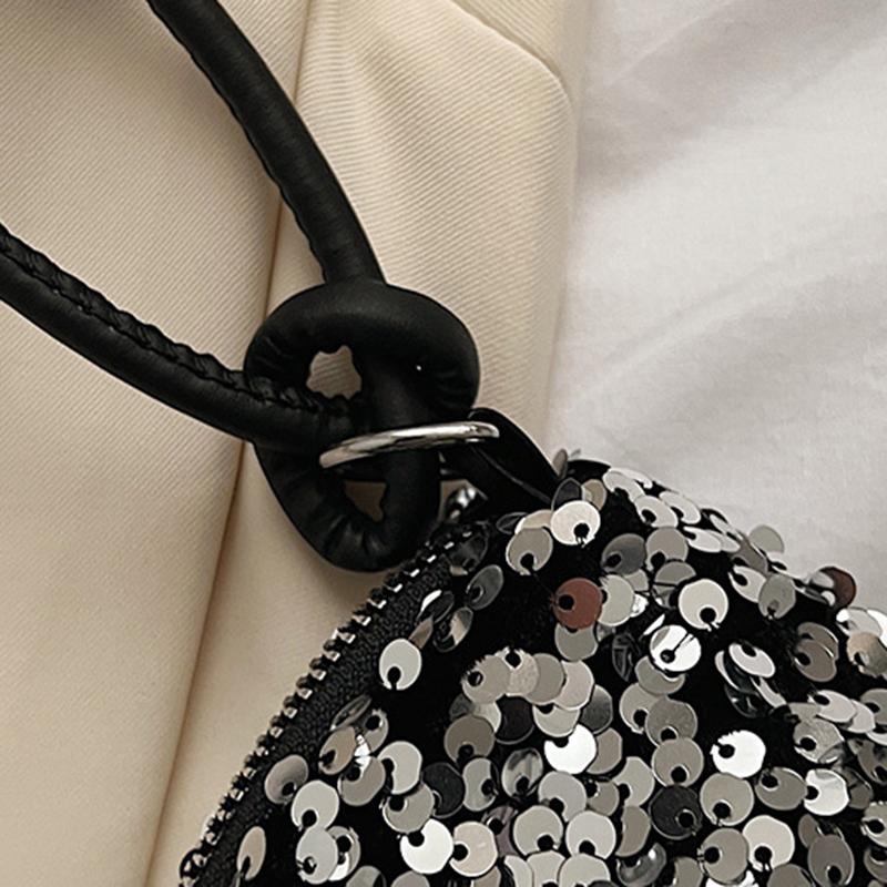 Yogodlns Винтажная женская вечеринка с блестками, маленькая сумка на плечо, модная однотонная универсальная сумка-хобо на молнии с подмышками