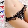 Sexy Hollow Out Massage Beads Thong Lingerie Open Crotch Underwear Lady Crotchless Lace Panties with Bow Sexy Lingerie
