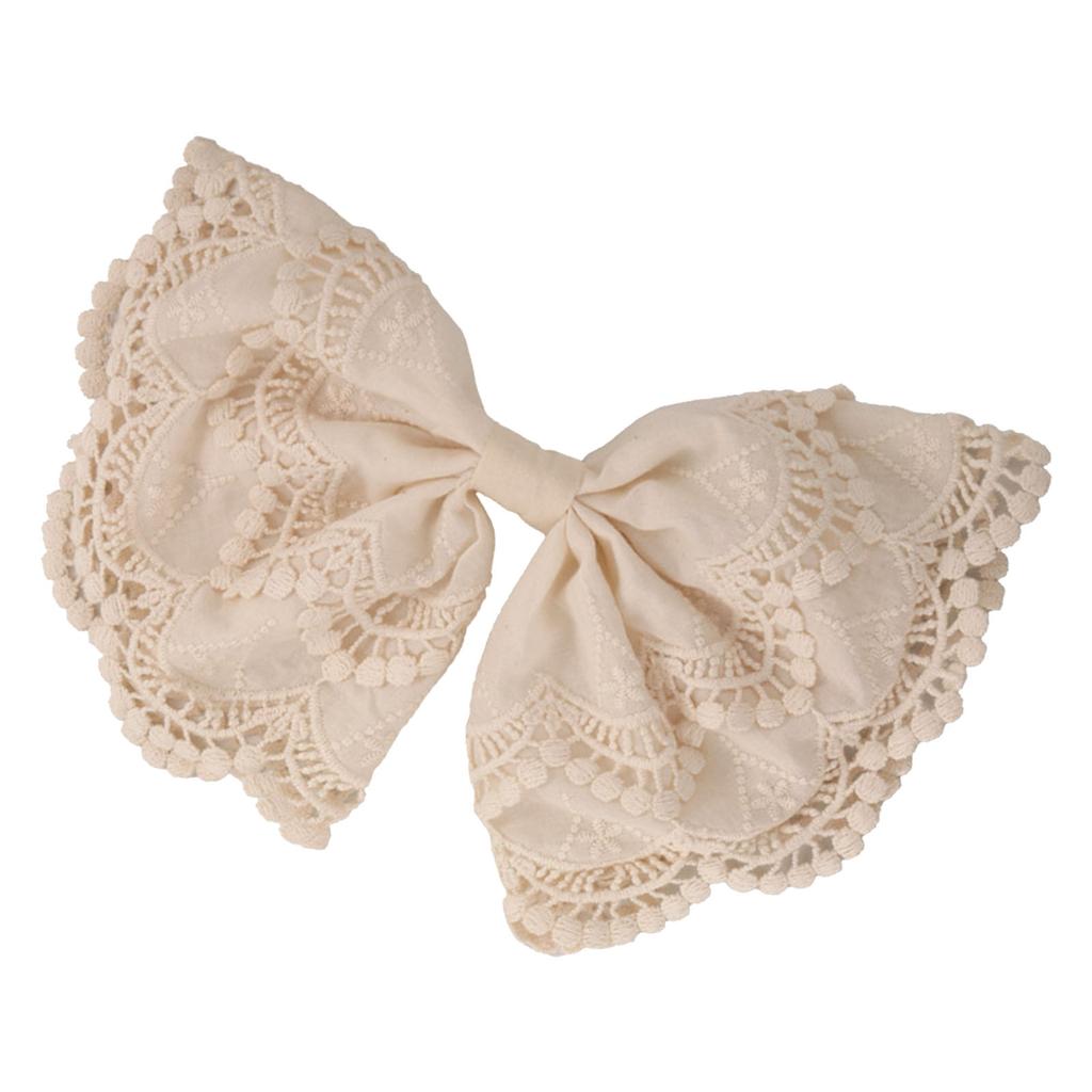 Lace Embroidered Bows Half Up Hair Clip For Women Vintage Style Spring Clasp Hairpin For Wedding Party Daily Use